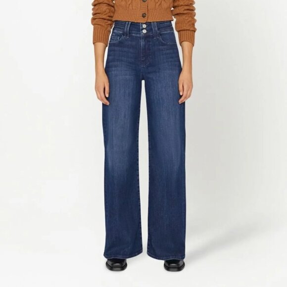 Frame High Rise Wide Leg Denim Jeans Naples Blue TBWL291 Stretch Womens 28 EUC - Picture 1 of 8